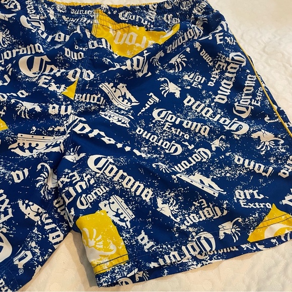 Corona Swim Trunks Men’s XL Blue Yellow Netted Lined Summer Beach Travel Beer - Picture 2 of 8